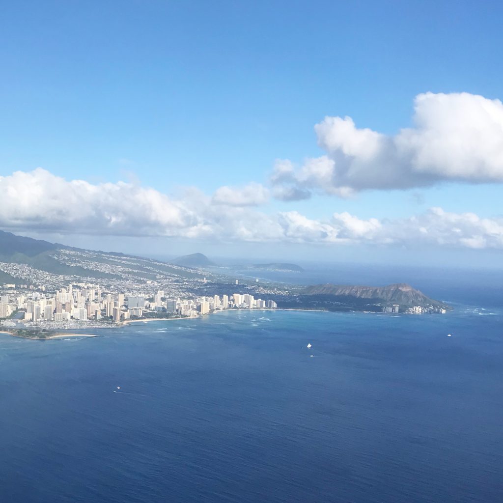ハワイ　ハワイ旅行　空撮　ワイキキ　ダイヤモンドヘッド　海　絶景